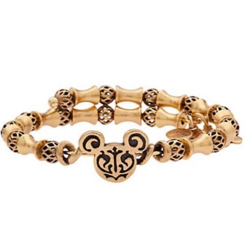 Disney Alex and Ani Mickey Mouse Filigree Wrap Bracelet- gold tone